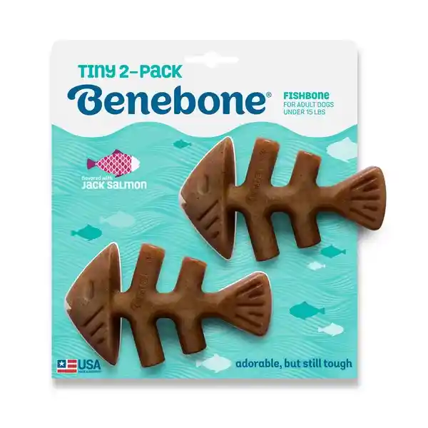 Benebone Fishbone Salmon Tiny 2.0-oz 2-pack